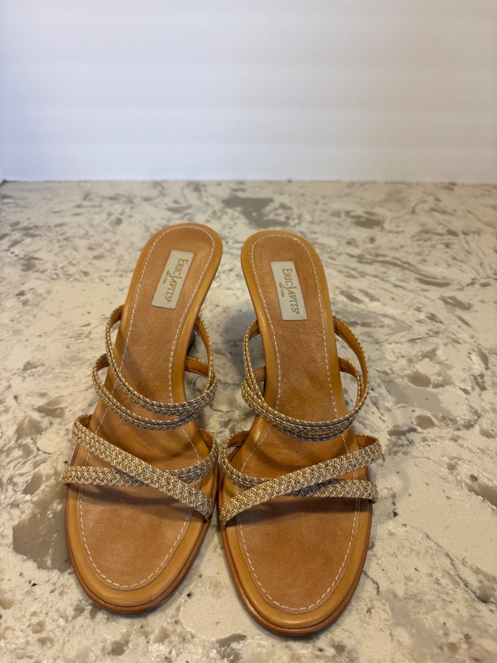 EUC Vintage Eric Javits New York Strappy Wedge Slide Sandals Size 9.5 N - Picture 2 of 6